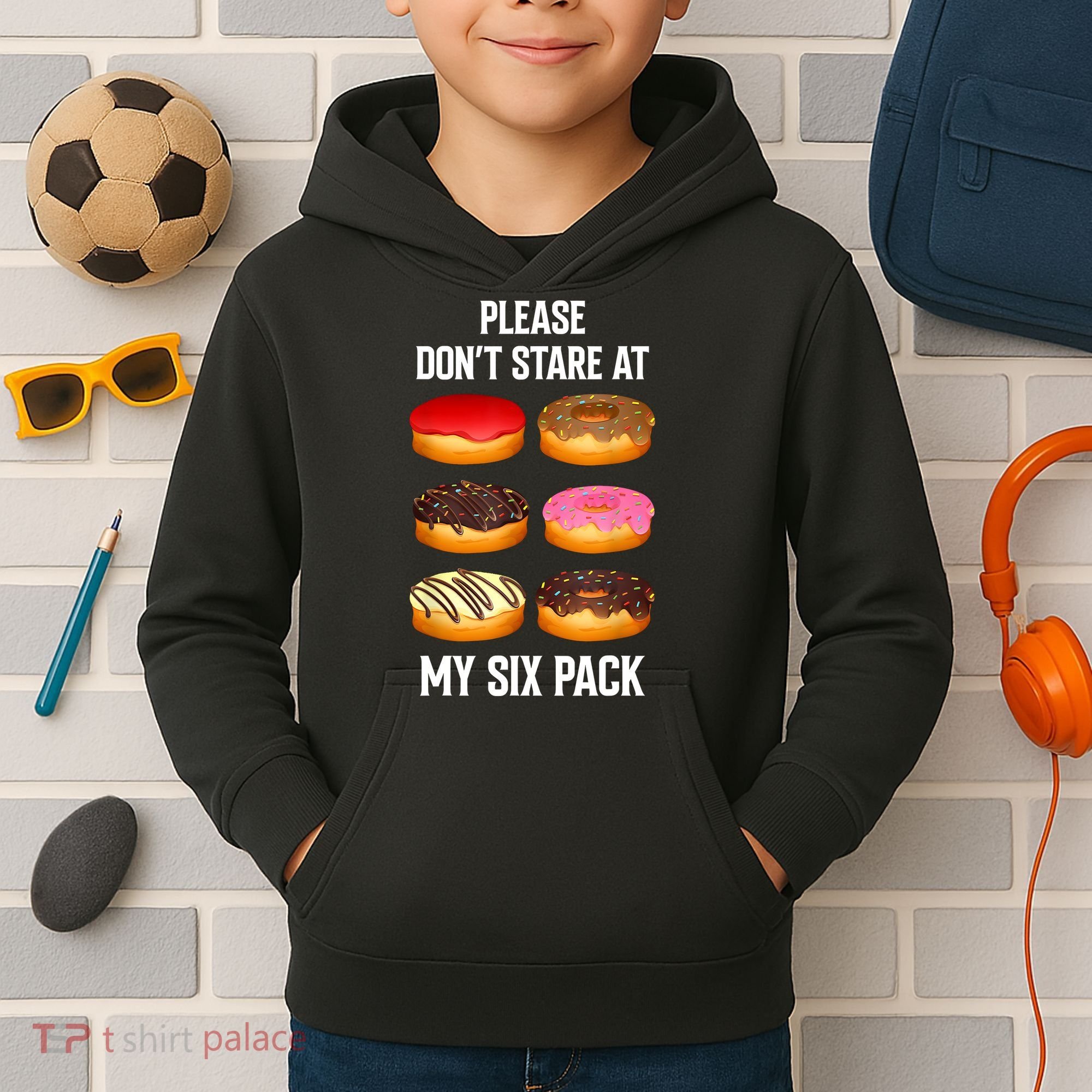 Please Dont Stare At My Six Pack Donuts Abs Six Pack Workout Kids Hoodie