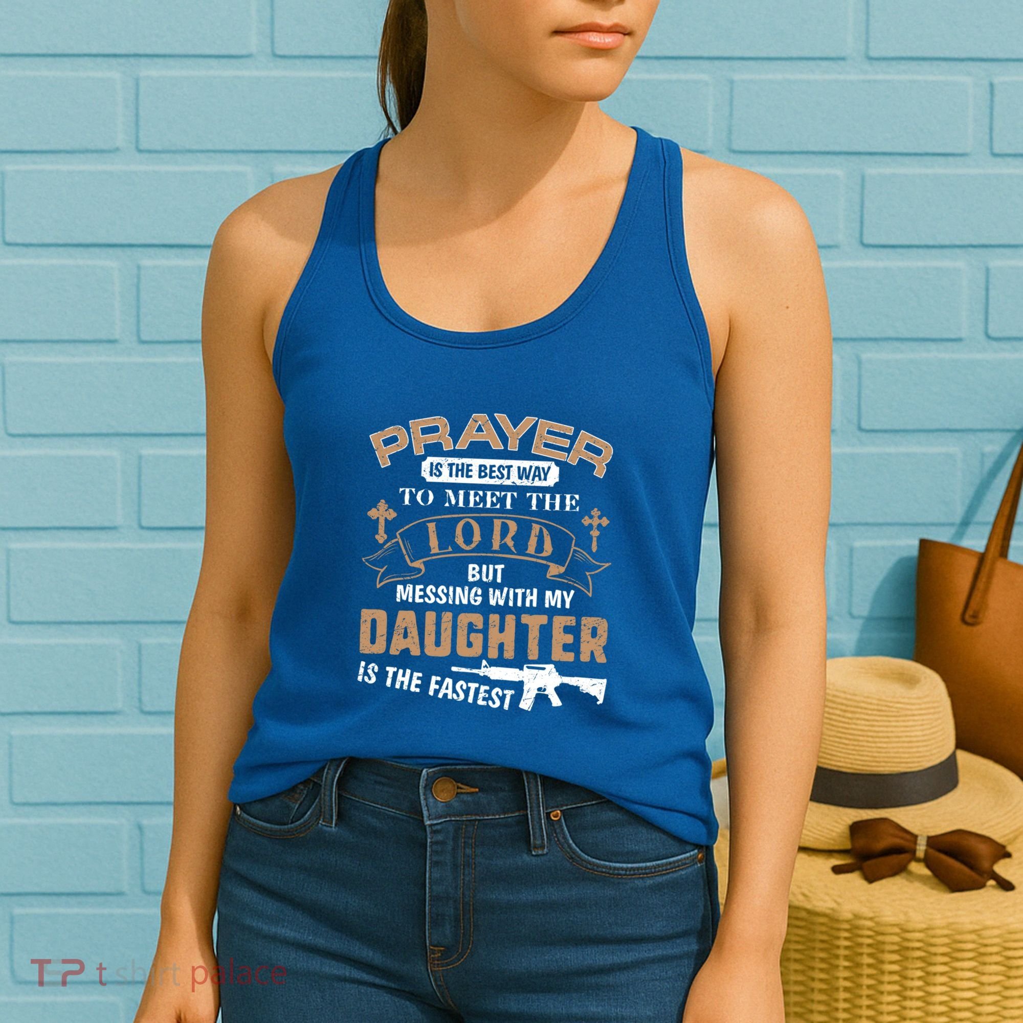 Proud Daddy Saying If You Mess With My Daughter Funny Dad Meaningful Gift Women's Tank Top