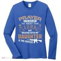 Proud Daddy Saying If You Mess With My Daughter Funny Dad Meaningful Gift Women's Long Sleeve Shirt thumb 0
