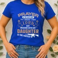 Proud Daddy Saying If You Mess With My Daughter Funny Dad Meaningful Gift Women's T-Shirt thumb 2