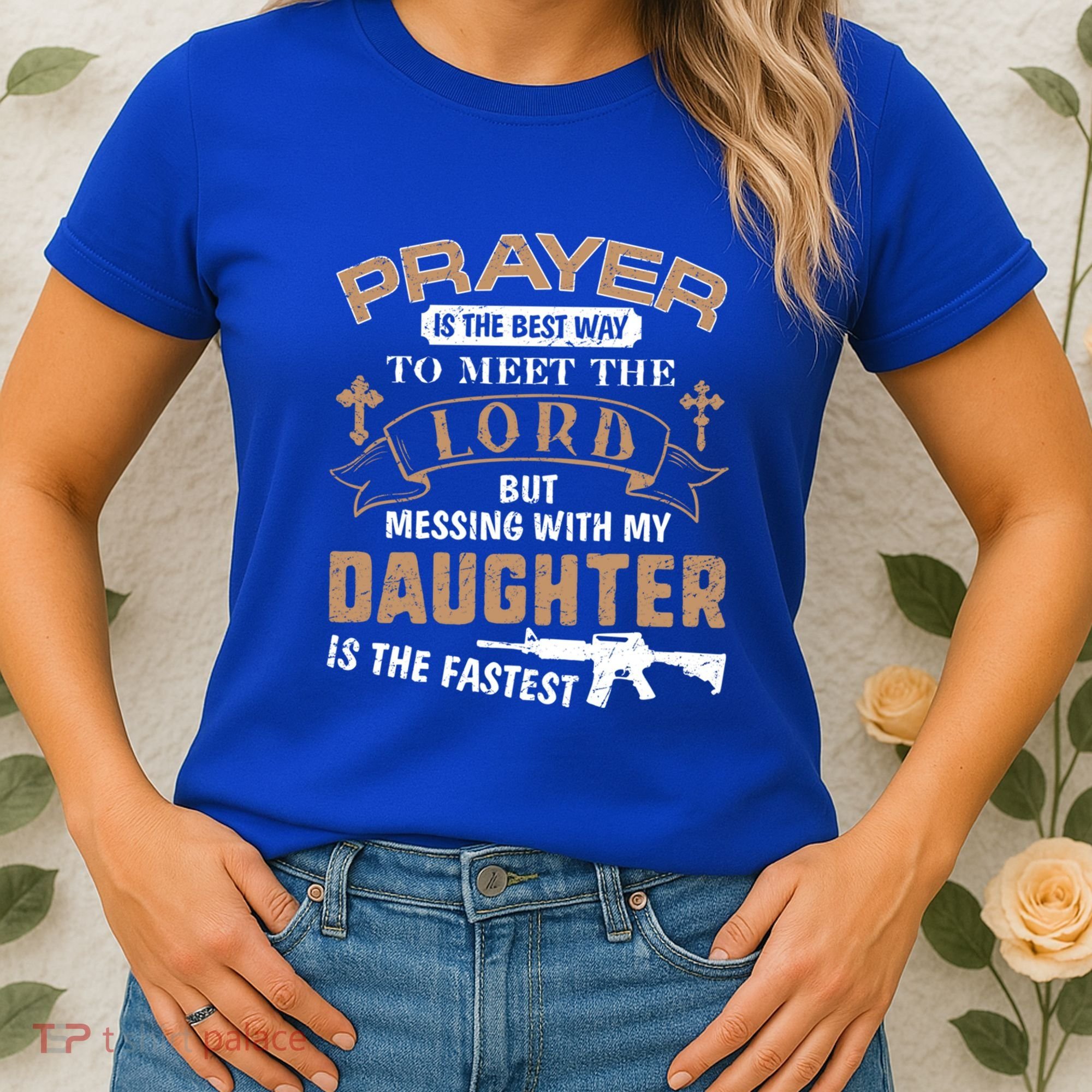 Proud Daddy Saying If You Mess With My Daughter Funny Dad Meaningful Gift Women's T-Shirt
