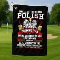 Polish Drinking Team Dobranoc Goodnight Dyngus Day Polska Golf Towel thumb 1