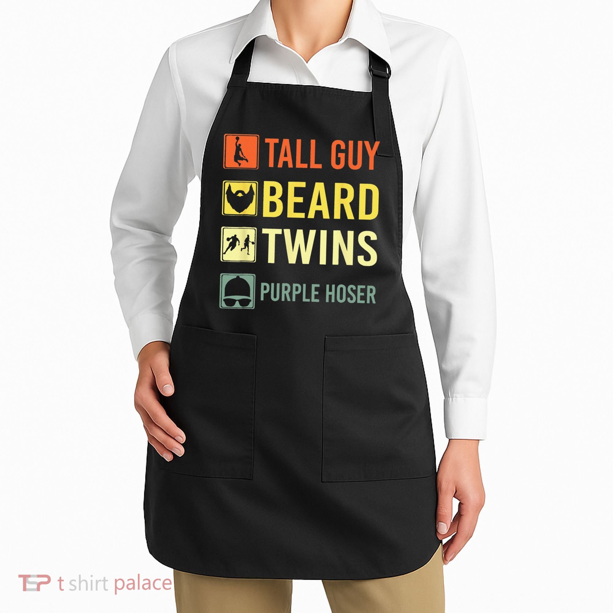 Perfect Dude Tall Guy Beard Twins Purple Hoser Dude Apron