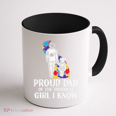 Proud Dad Toughest Autism Awareness Daddy Papa Coffee Mug back