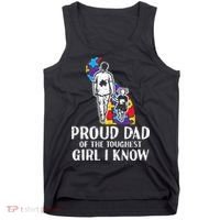 Proud Dad Toughest Autism Awareness Daddy Papa Tank Top thumb 0