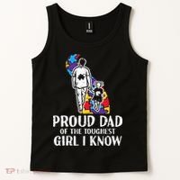 Proud Dad Toughest Autism Awareness Daddy Papa Tank Top thumb 2