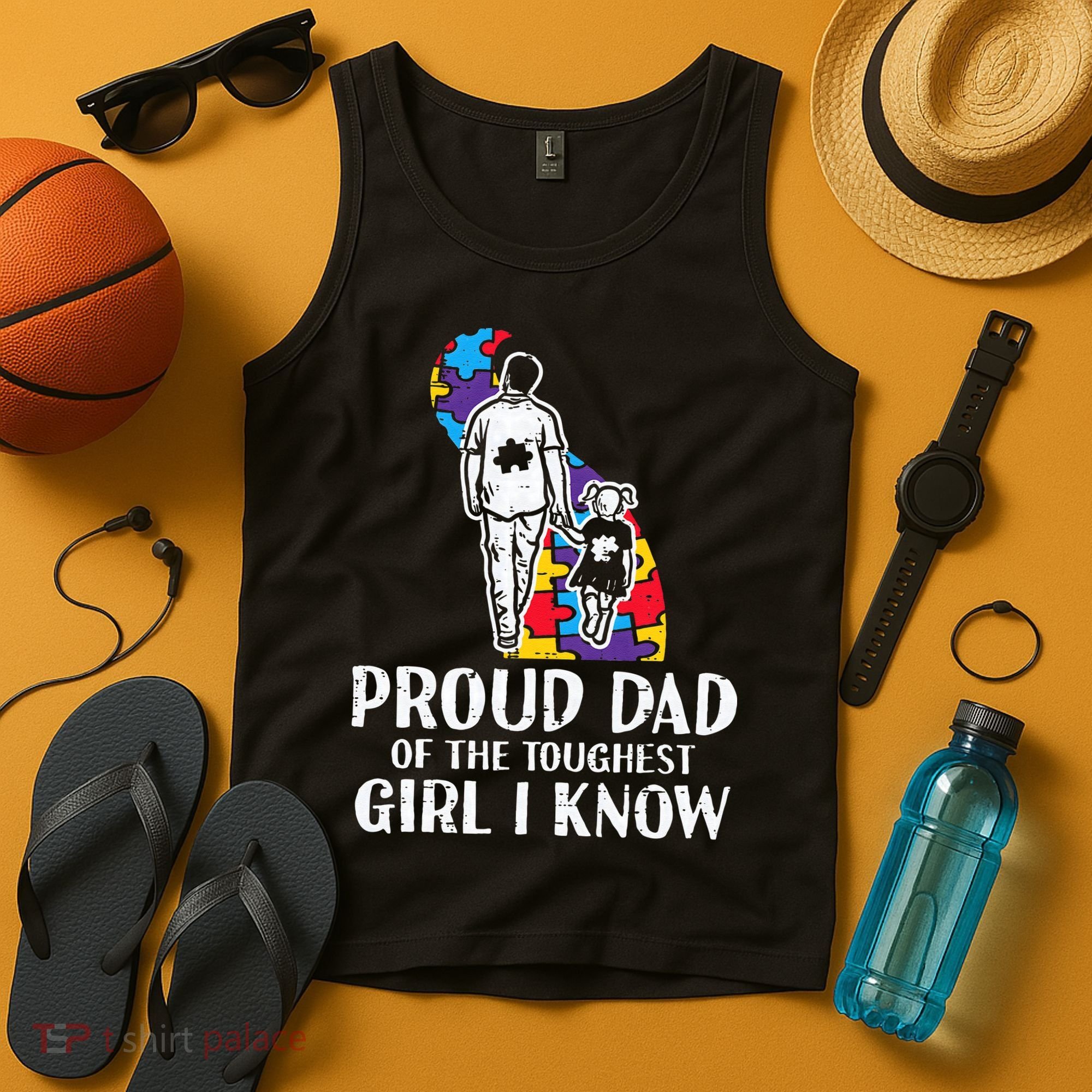 Proud Dad Toughest Autism Awareness Daddy Papa Tank Top