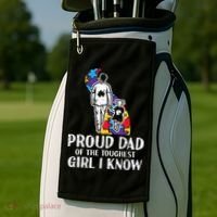 Proud Dad Toughest Autism Awareness Daddy Papa Golf Towel thumb 2