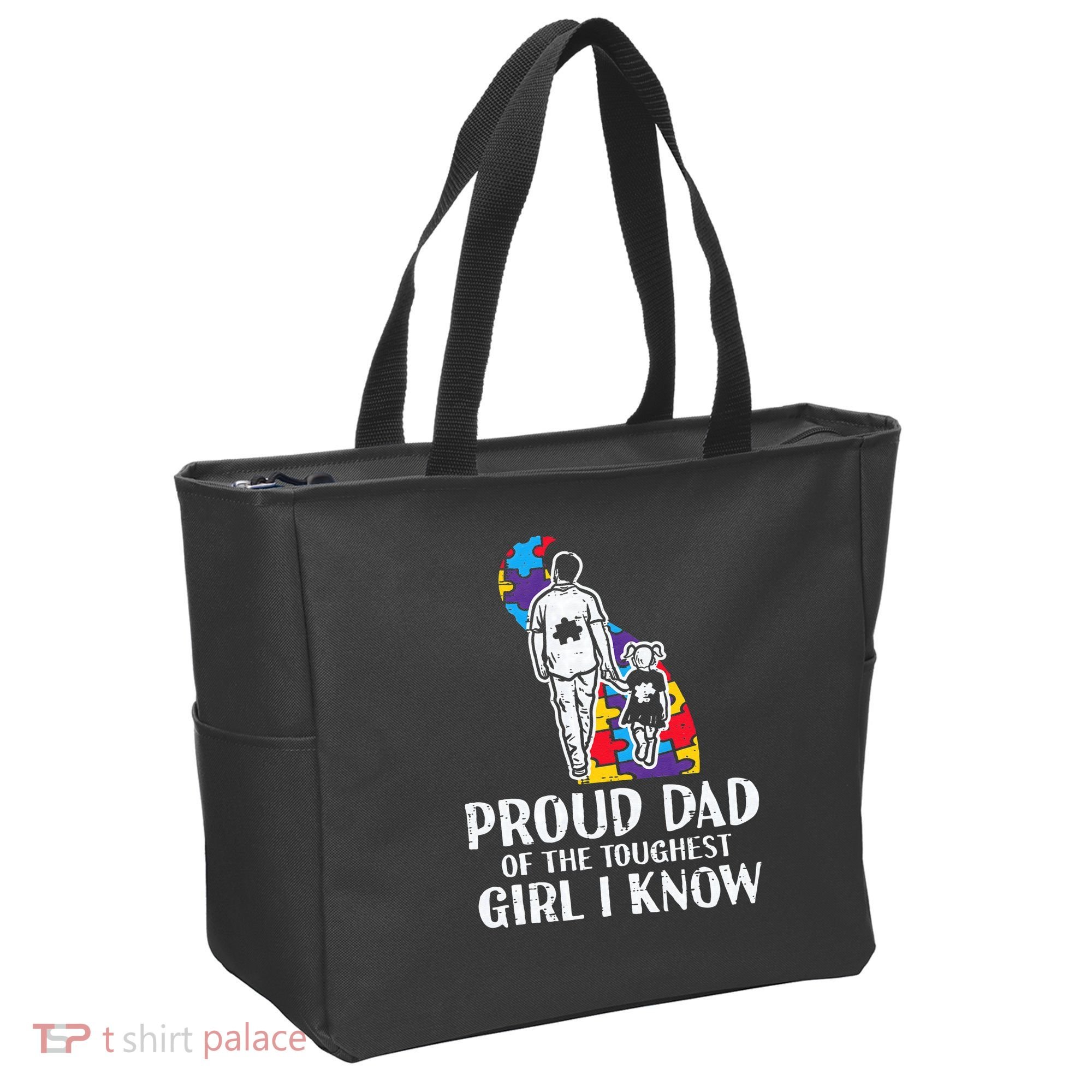 Proud Dad Toughest Autism Awareness Daddy Papa Tote Bag