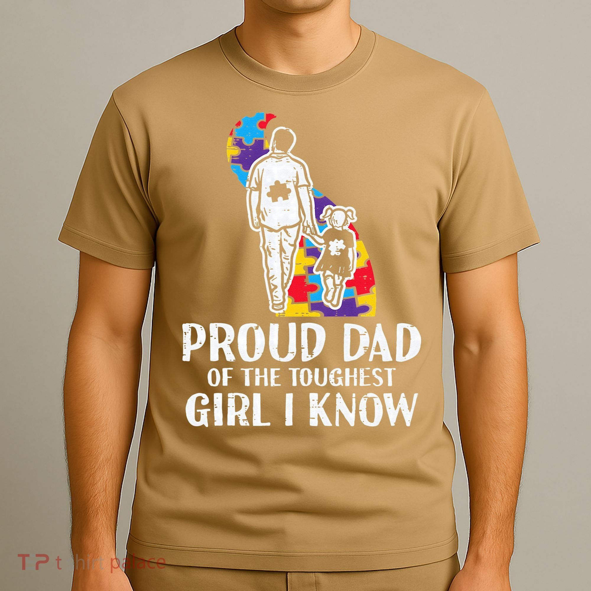 Proud Dad Toughest Autism Awareness Daddy Papa T-Shirt