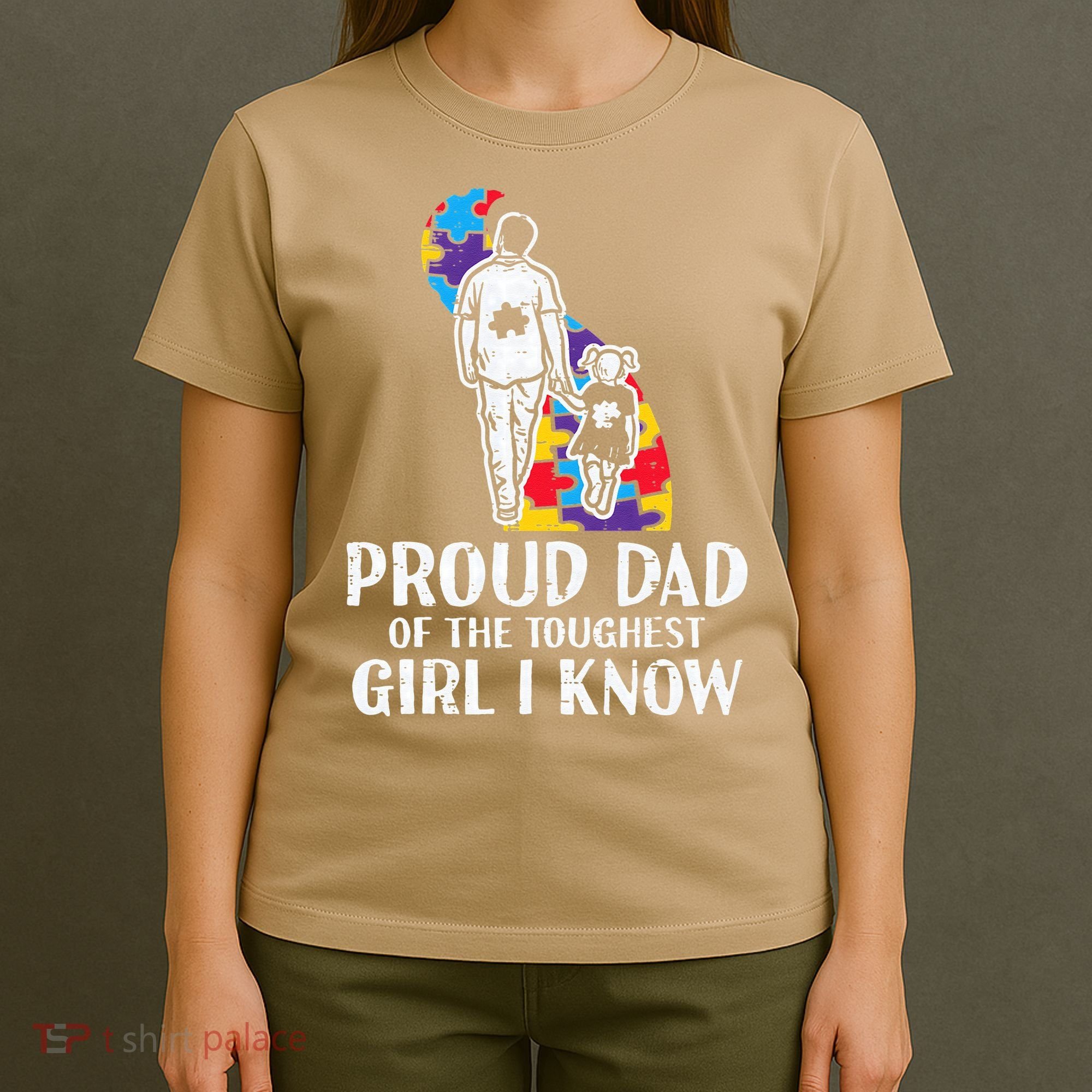 Proud Dad Toughest Autism Awareness Daddy Papa T-Shirt