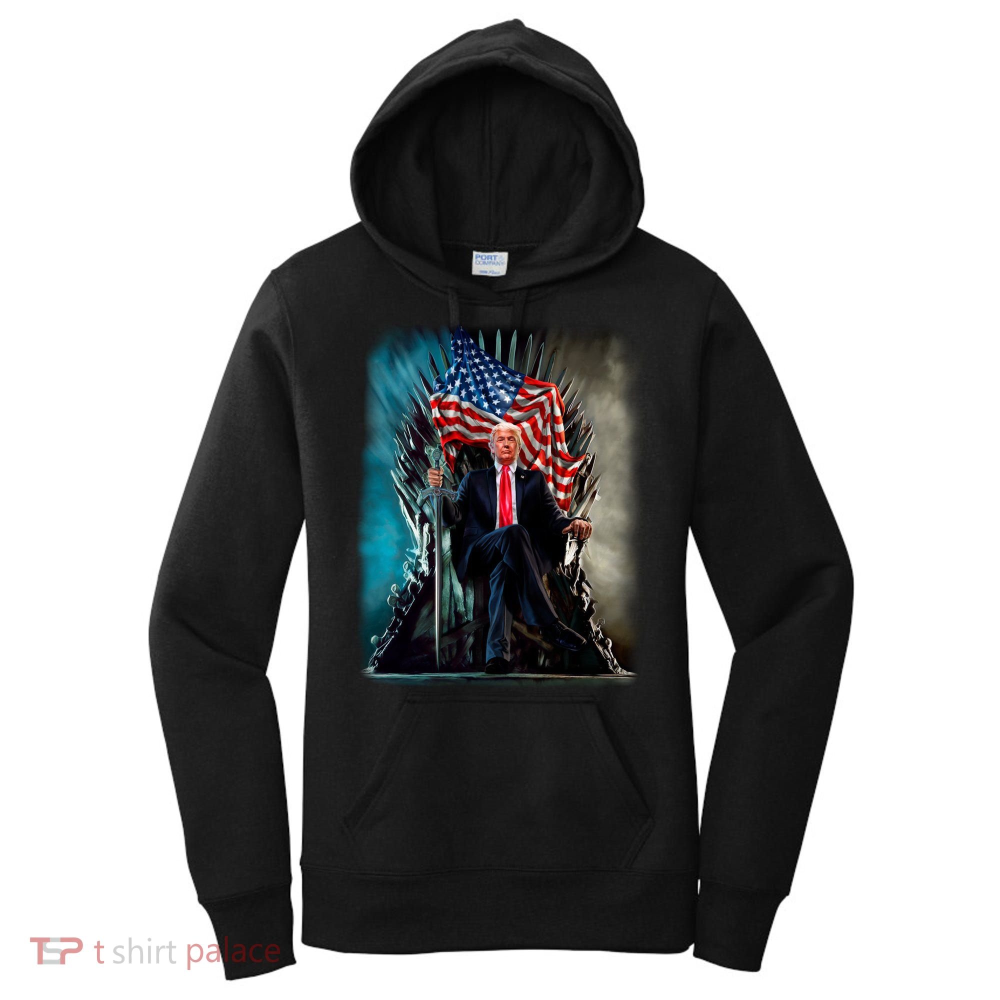 President Donald Trump Sitting On United States Throne Meaningful Gift Women's Hoodie