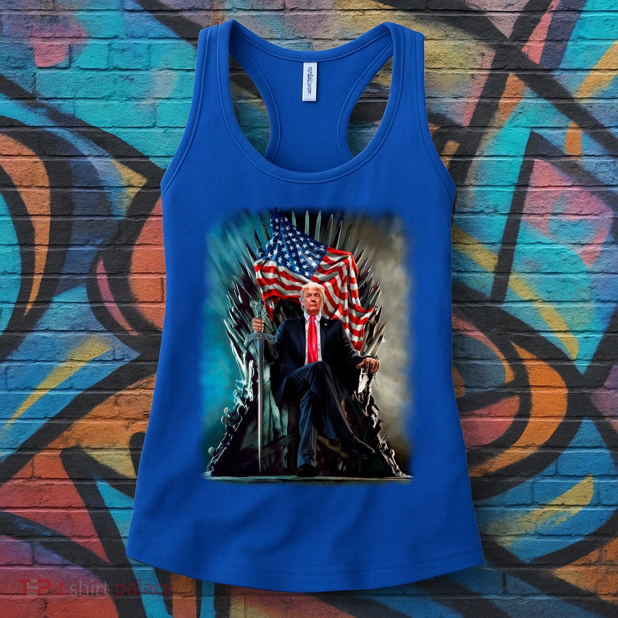 President Donald Trump Sitting On United States Throne Meaningful Gift Women's Tank Top