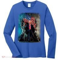 President Donald Trump Sitting On United States Throne Meaningful Gift Women's Long Sleeve Shirt thumb 0