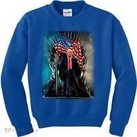 President Donald Trump Sitting On United States Throne Meaningful Gift Kids Sweatshirt thumb 0
