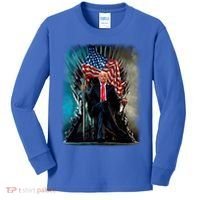 President Donald Trump Sitting On United States Throne Meaningful Gift Kids Long Sleeve Shirt thumb 0