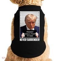 President Donald Trump Mugshot Never Surrender Doggie Tank thumb 0