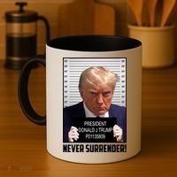 President Donald Trump Mugshot Never Surrender Coffee Mug thumb 4