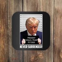 President Donald Trump Mugshot Never Surrender Coaster thumb 0
