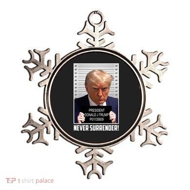 President Donald Trump Mugshot Never Surrender Ornament