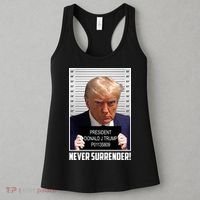 President Donald Trump Mugshot Never Surrender Women's Tank Top thumb 3