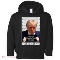 President Donald Trump Mugshot Never Surrender Toddler Hoodie thumb 0