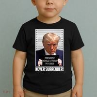 President Donald Trump Mugshot Never Surrender Toddler T-Shirt thumb 2