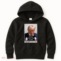 President Donald Trump Mugshot Never Surrender Kids Hoodie thumb 0