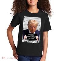 President Donald Trump Mugshot Never Surrender Kids T-Shirt thumb 2
