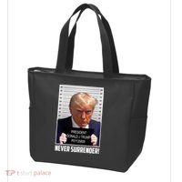 President Donald Trump Mugshot Never Surrender Tote Bag thumb 3