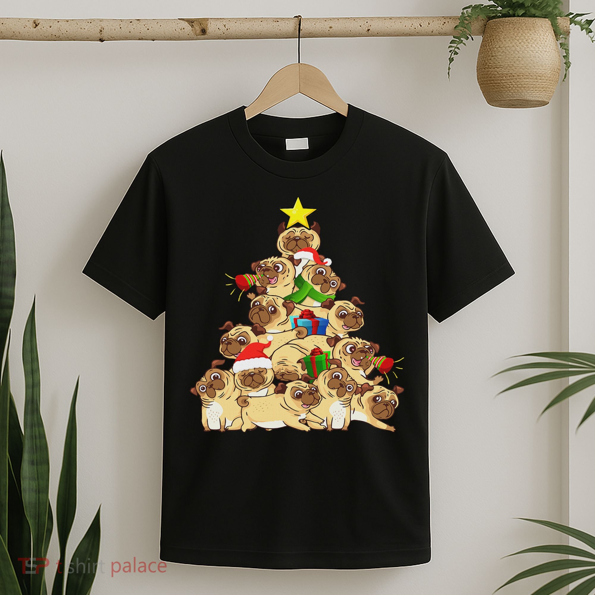 Pug Dogs Tree Christmas Sweater Xmas Pet Animal Dog Gifts T-Shirt