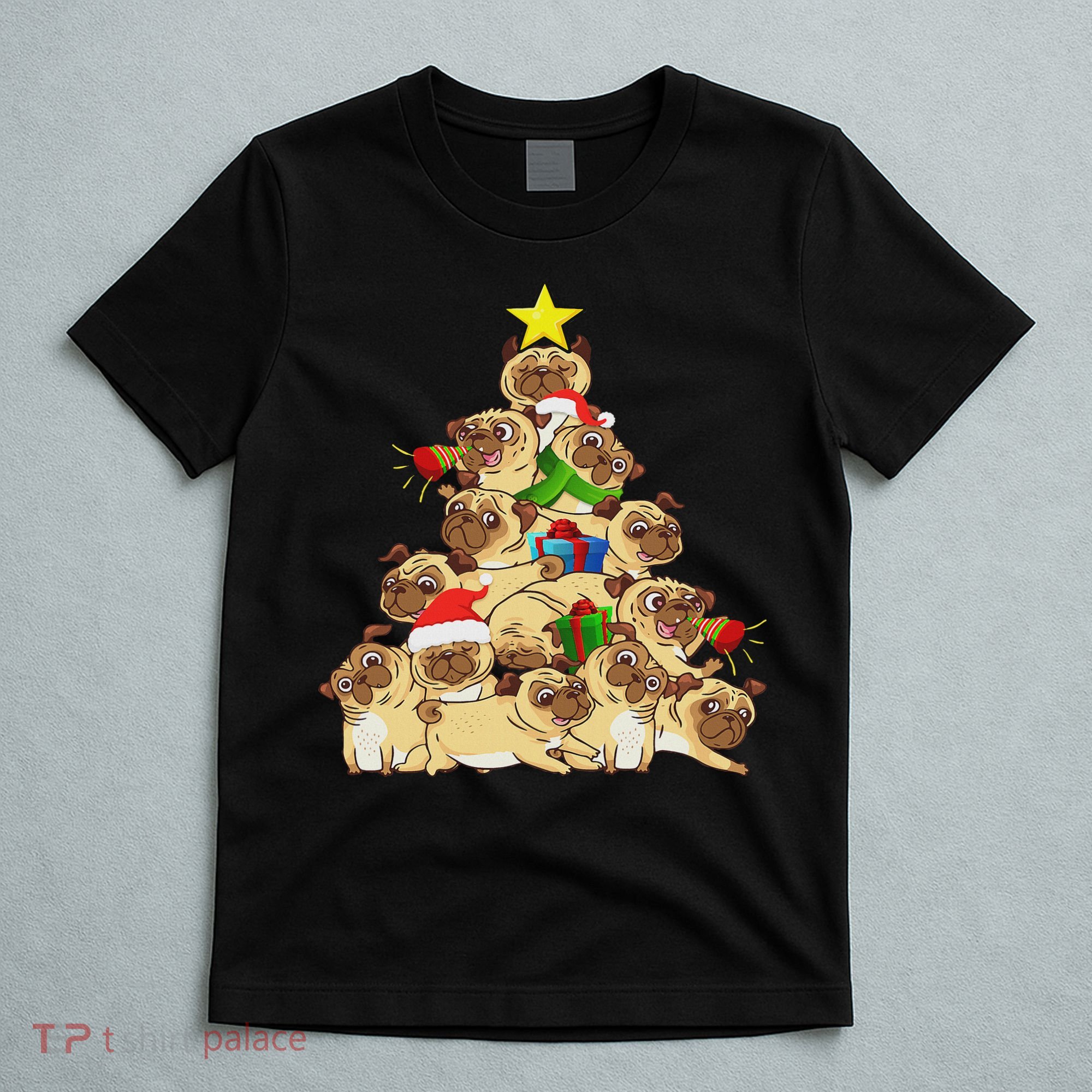 Pug Dogs Tree Christmas Sweater Xmas Pet Animal Dog Gifts T-Shirt
