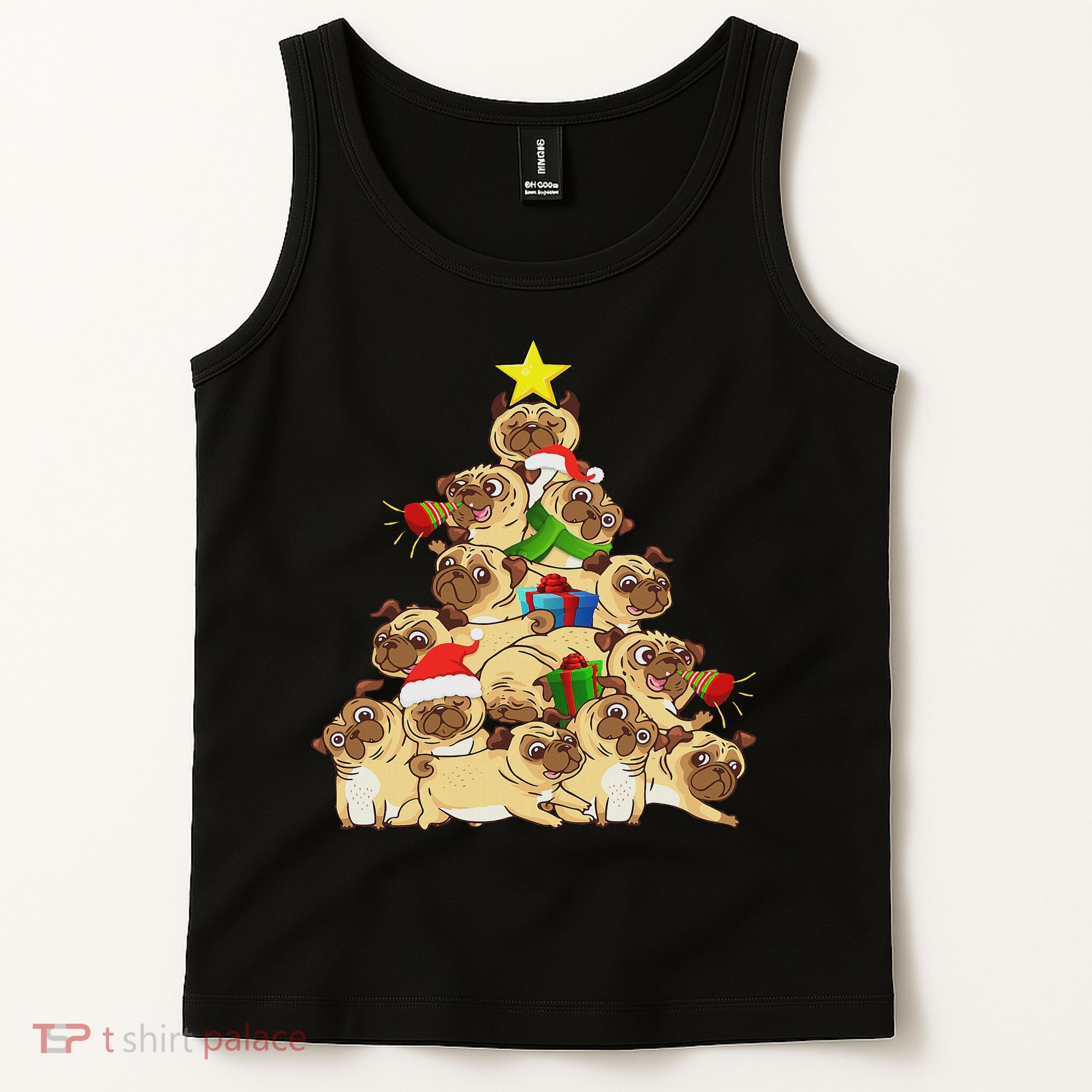 Pug Dogs Tree Christmas Sweater Xmas Pet Animal Dog Gifts Tank Top