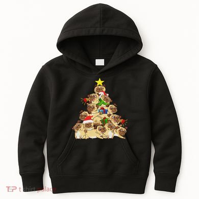 Pug Dogs Tree Christmas Sweater Xmas Pet Animal Dog Gifts Kids Hoodie