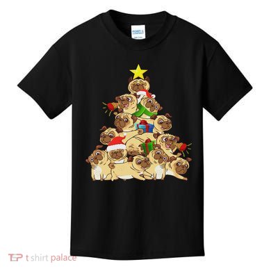 Pug Dogs Tree Christmas Sweater Xmas Pet Animal Dog Gifts Kids T-Shirt