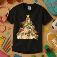 Pug Dogs Tree Christmas Sweater Xmas Pet Animal Dog Gifts Kids T-Shirt thumb 3