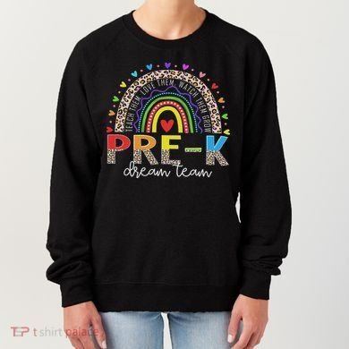 Prek Dream Team Leopard Rainbow Teacher Squad Back To School Women's Sweatshirt