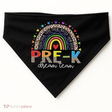 Prek Dream Team Leopard Rainbow Teacher Squad Back To School USA-Made Doggie Bandana