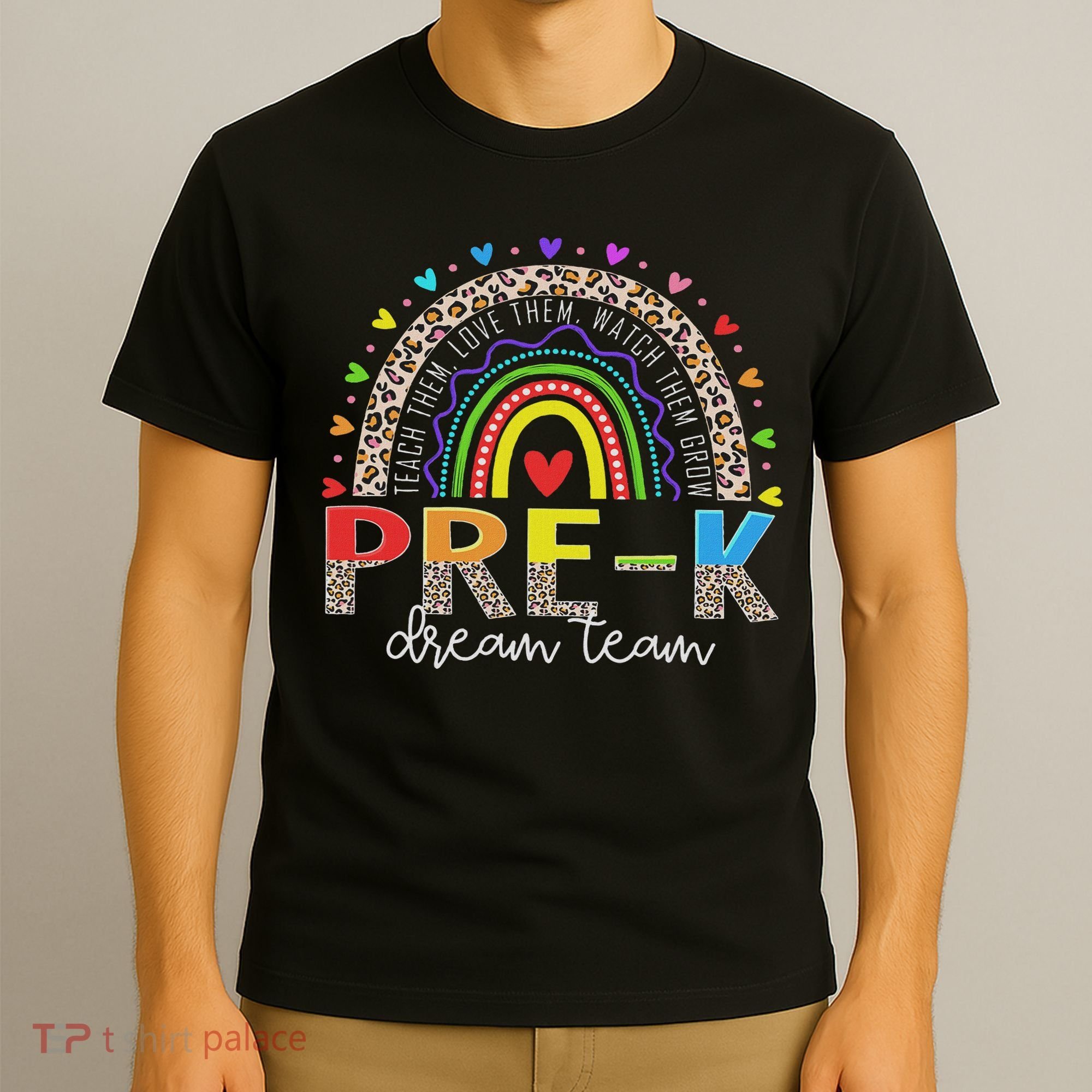 Prek Dream Team Leopard Rainbow Teacher Squad Back To School T-Shirt