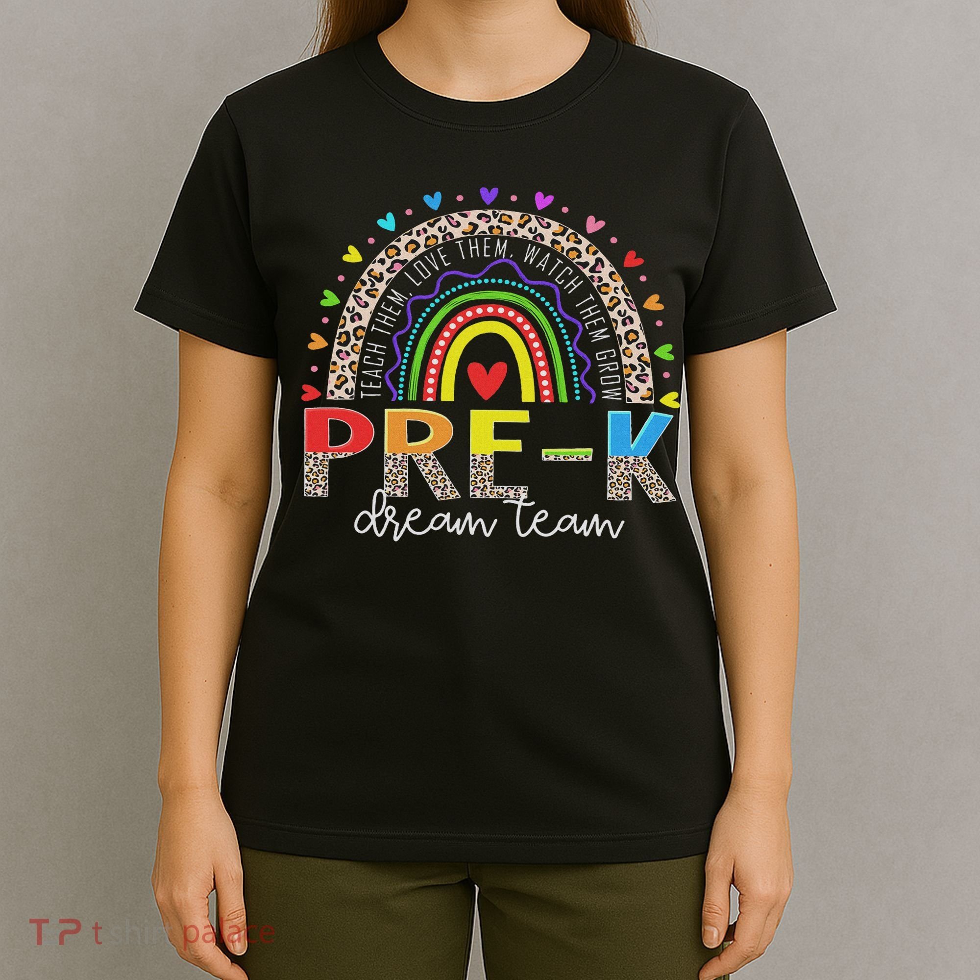 Prek Dream Team Leopard Rainbow Teacher Squad Back To School T-Shirt