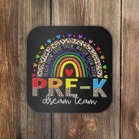 Prek Dream Team Leopard Rainbow Teacher Squad Back To School Coaster thumb 0