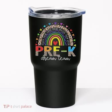 Prek Dream Team Leopard Rainbow Teacher Squad Back To School Tumbler