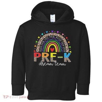 Prek Dream Team Leopard Rainbow Teacher Squad Back To School Toddler Hoodie