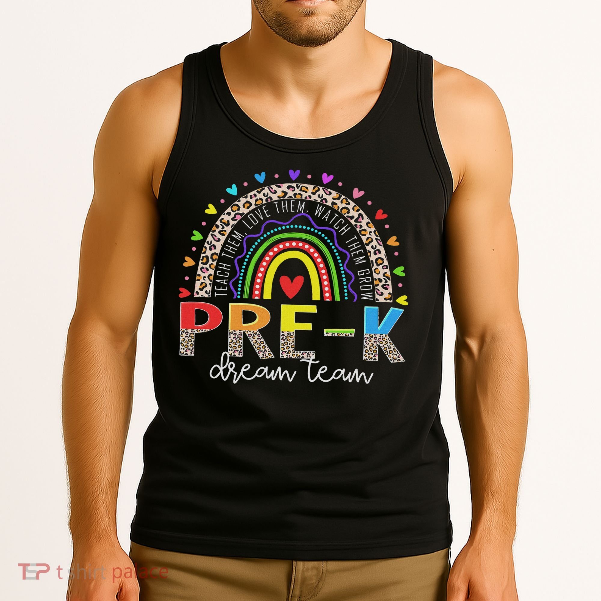 Prek Dream Team Leopard Rainbow Teacher Squad Back To School Tank Top