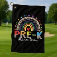 Prek Dream Team Leopard Rainbow Teacher Squad Back To School Golf Towel thumb 1