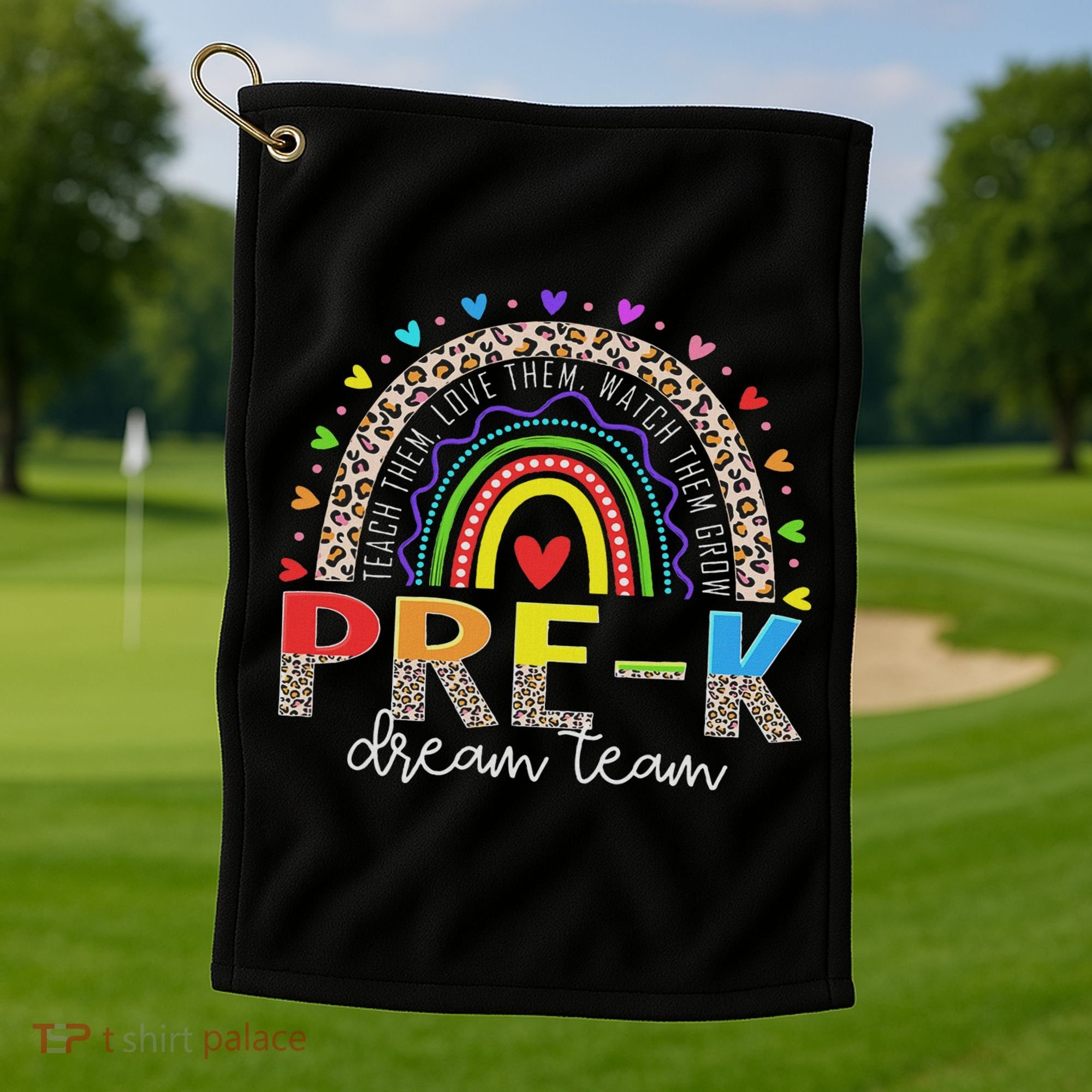 Prek Dream Team Leopard Rainbow Teacher Squad Back To School Golf Towel