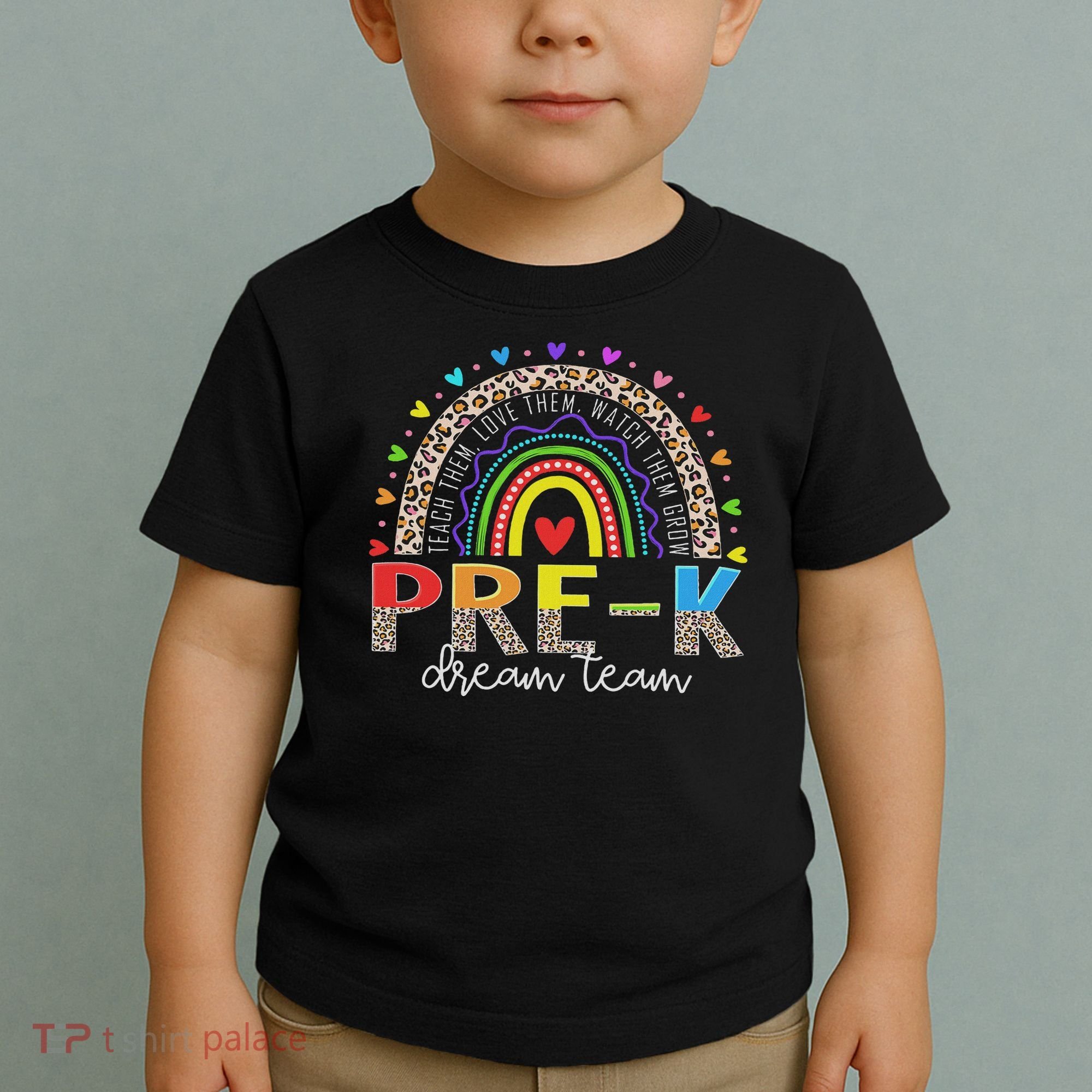 Prek Dream Team Leopard Rainbow Teacher Squad Back To School Toddler T-Shirt