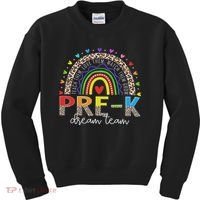 Prek Dream Team Leopard Rainbow Teacher Squad Back To School Kids Sweatshirt thumb 0