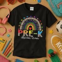 Prek Dream Team Leopard Rainbow Teacher Squad Back To School Kids T-Shirt thumb 3