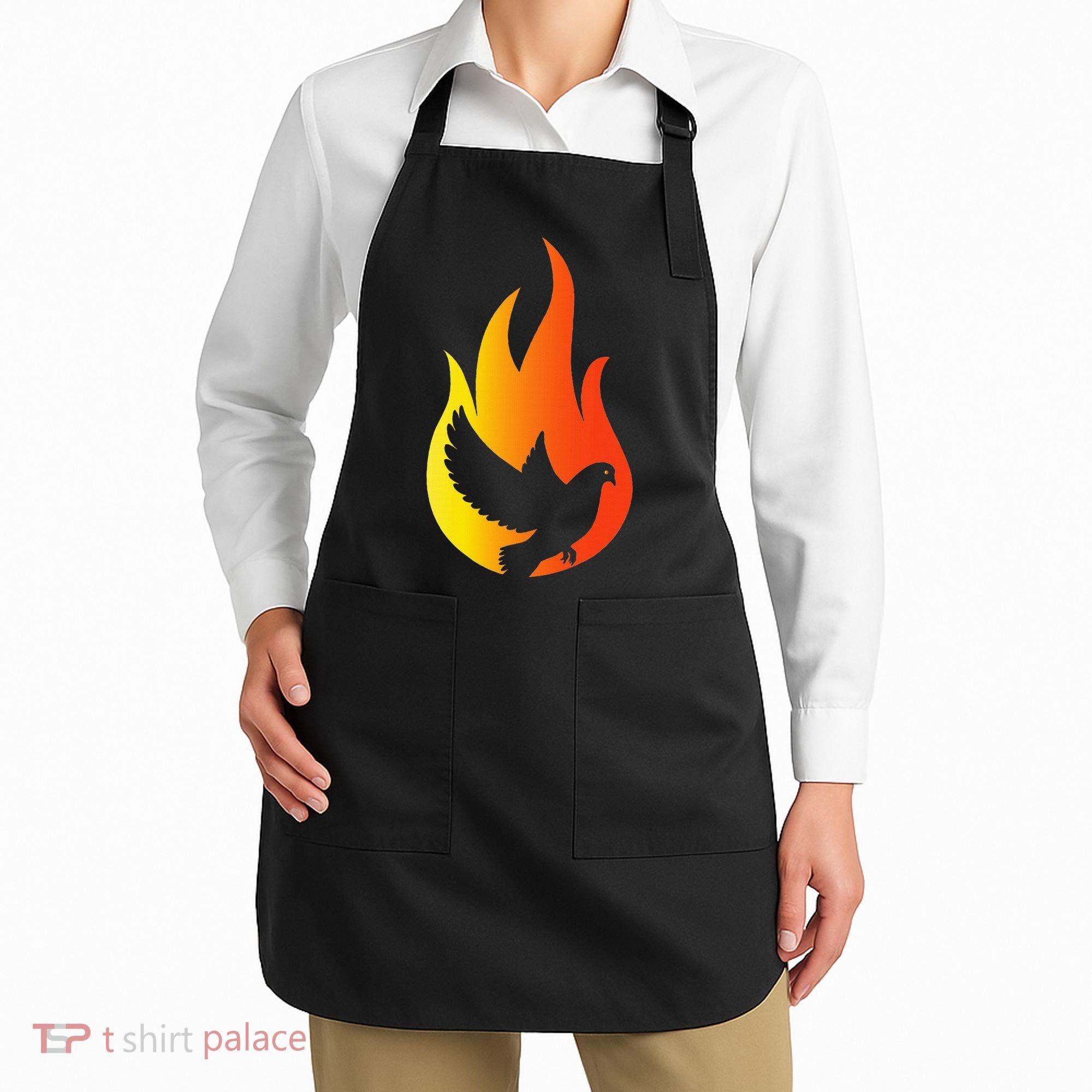 Pentecost Doves Tongues Fire Flame Holy Spirit Catholic Apron